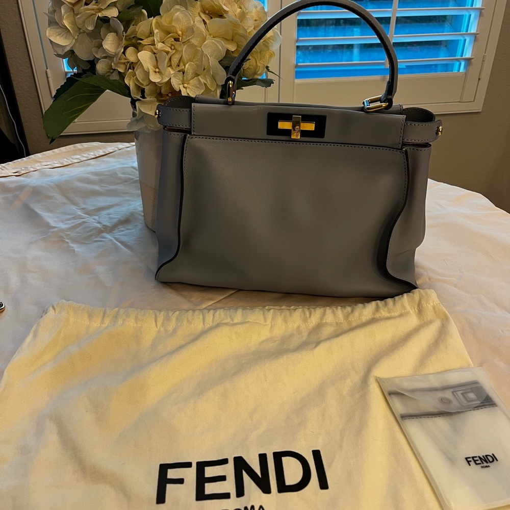 Fendi Peekaboo Gray Leather Medium with Gold-Tone Hardware - Picture 2 of 13